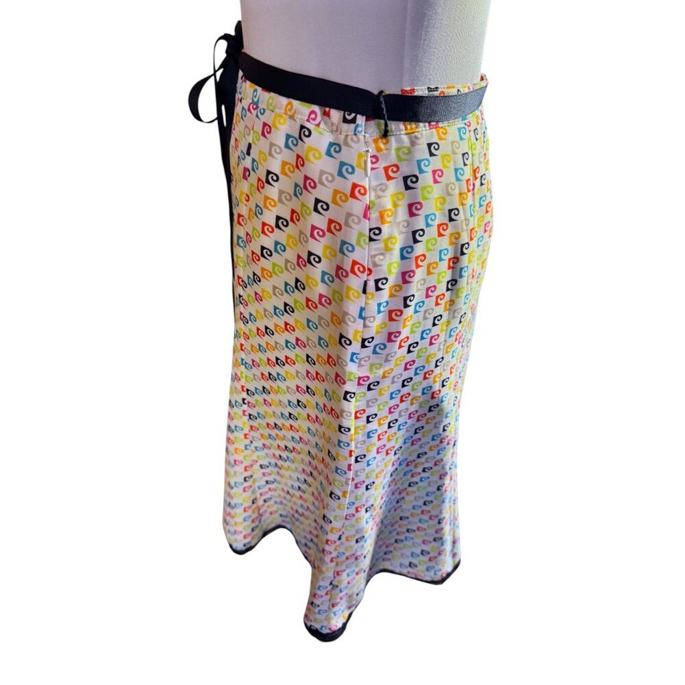 Vintage 1990s Pierre Cardin Women’s Multicolor Swirl Pattern Skirt - Picture 4 of 7
